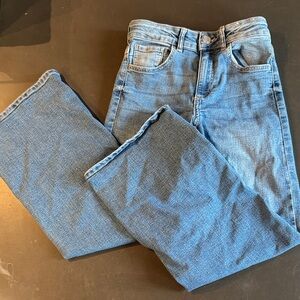 H&M Distressed Jeans, Wide Leg, Super Stretch, Adjustable Waist
